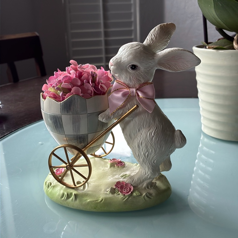 MacKenzie-Childs Rosy Meadow Bunny Egg Cart